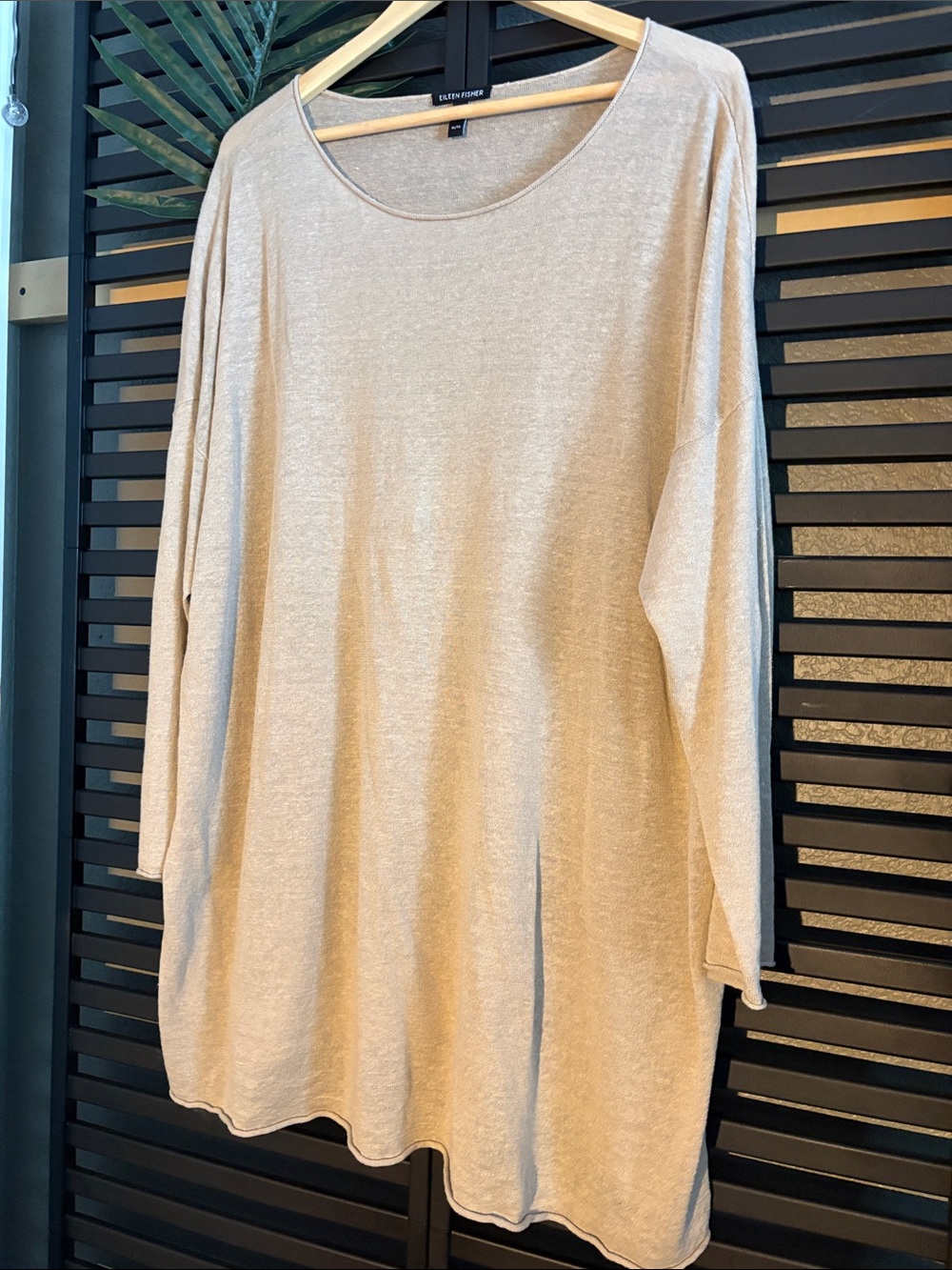 Eileen Fisher Cream Scoop-Neck Long-Sleeve Tunic